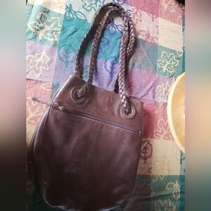 J.Jill leather purse , braided straps, brown